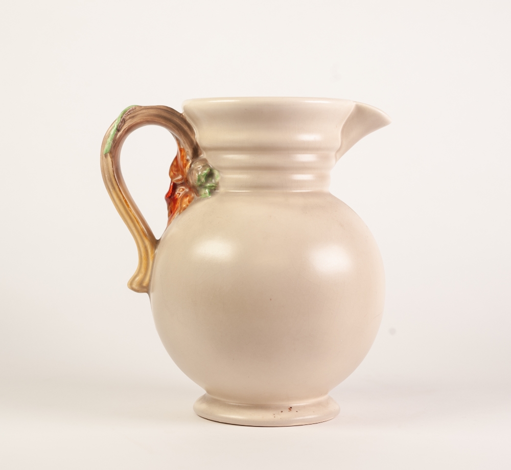 CLARICE CLIFF FOR NEWPORT POTTERY GREY GLAZED JUG, of footed baluster form, the scroll handle with - Image 3 of 3