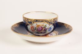 TWENTIETH CENTURY MEISSEN PORCELAIN CABINET CUP AND SAUCER, painted with gilt lined floral