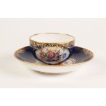 TWENTIETH CENTURY MEISSEN PORCELAIN CABINET CUP AND SAUCER, painted with gilt lined floral