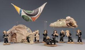 'MEWS POTTERY', CHELTENHAM FAWN AND BLACK STUDIO POTTERY ORCHESTRA OF 9 VARIOUS MUSICIANS, ON