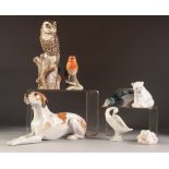 MODERN 'MADE IN USSR' MARKED PORCELAIN MODEL OF RECUMBENT DOG, also a modern Doccia (Florence),