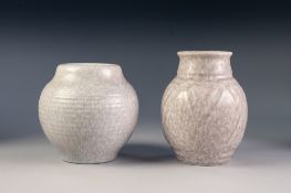 TWO PILKINGTONS ROYAL LANCASTRIAN MOTTLED GREY MATT GLAZED POTTERY VASES, comprising: one of