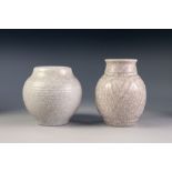 TWO PILKINGTONS ROYAL LANCASTRIAN MOTTLED GREY MATT GLAZED POTTERY VASES, comprising: one of