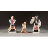 THREE HEREND, HUNGARIAN HAND PAINTED PORCELAIN FIGURES, comprising: LADY AND GENTLEMAN IN