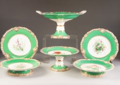 TWENTY EIGHT PIECE VICTORIAN CHINA DESSERT SERVICE FOR TWENTY PERSONS, each piece painted in colours