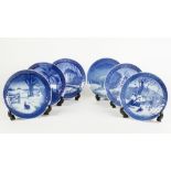 SIX 1960s/70s ROYAL COPENHAGEN PORCELAIN BLUE AND WHITE CALENDAR PLATES (6)