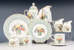 FIFTY FOUR PIECE MODERN VILLEROY & BOCH 'BASKET' PATTERN POTTERY DINNER AND TEA SERVICE FOR EIGHT