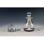 CASED CAITHNESS 'QUARTET' GLASS PERFUME BOTTLE AND STOPPER, a/f, together with a CASED WEBB