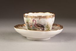 NINETEENTH CENTURY HAND PAINTED MEISSEN PORCELAIN CABINET CUP AND SAUCER, the cup well painted