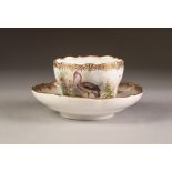 NINETEENTH CENTURY HAND PAINTED MEISSEN PORCELAIN CABINET CUP AND SAUCER, the cup well painted