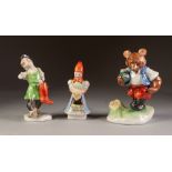 THREE HEREND, HUNGARIAN HAND PAINTED PORCELAIN FIGURES, comprising: BROWN BEAR WITH JAR OF HONEY (