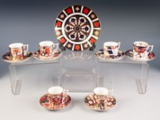 SET OF SIX MODERN ROYAL CROWN DERBY JAPAN PATTERN CHINA COFFEE CANS AND SAUCERS FROM 'THE CURATOR'