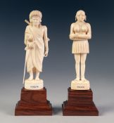 PAIR OF EARLY TWENTIETH CENTURY AFRICAN 'KIKUYU' CARVED IVORY FIGURES, well carved as an elder and