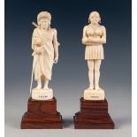 PAIR OF EARLY TWENTIETH CENTURY AFRICAN 'KIKUYU' CARVED IVORY FIGURES, well carved as an elder and