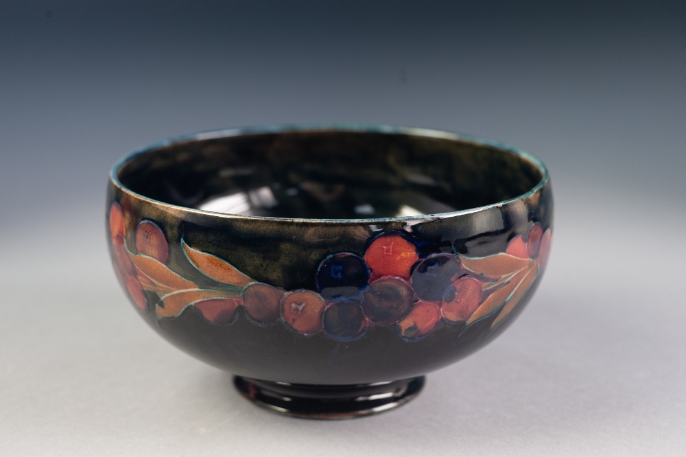 WALTER MOORCROFT 'POMEGRANATE' PATTERN TUBE LINED POTTERY BOWL, of steep sided, footed form, - Image 2 of 4