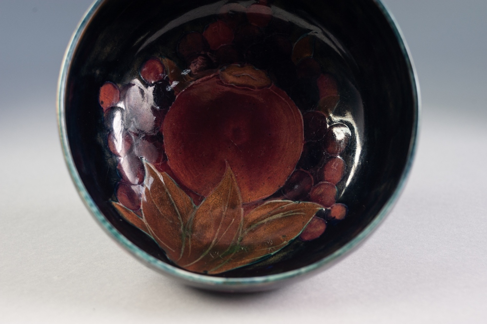 WALTER MOORCROFT 'POMEGRANATE' PATTERN TUBE LINED POTTERY BOWL, of steep sided, footed form, - Image 4 of 4