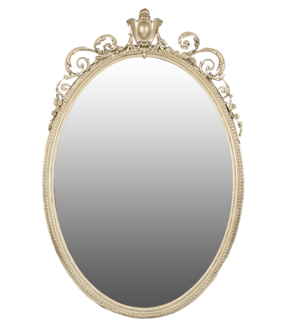 NINETEENTH CENTURY GILT GESSO LARGE WALL MIRROR, the oval plate within a moulded frame2, crested