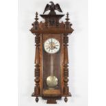 CIRCA 1900 GERMAN WALNUT CASED WALL CLOCK with spring driven movement and bi-metallic compensating