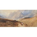 THOMAS MILES RICHARDSON JUNIOR (1813 - 1890) WATERCOLOUR DRAWING 'Glen Kinglas, Argyllshire'