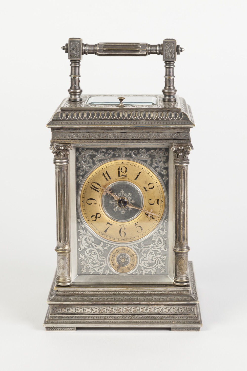 CHARLES H JOSEPH, PARIS (1852 - 1935) PETITE SONNERIE CARRIAGE CLOCK striking on two gongs, with - Image 3 of 5