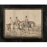 AFTER H. ALKEN SUITE OF SIX HAND COLOURED PRINTS EQUESTRIAN HUNTING SCENES 9" X 12" (22.9cm x 30.