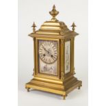 LATE NINETEENTH CENTURY FRENCH ORMOLU AND PORCELAIN MOUNTED MANTLE CLOCK WITH STAND, the oblong face