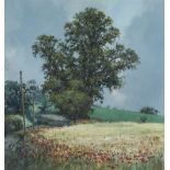 DAVID V. THOMAS (CONTEMPORARY) MIXED MEDIA WITH WATERCOLOUR 'Elm at Newbourne' Signed with