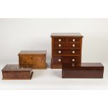 EDWARDIAN MAHOGANY 'APPRENTICE PIECE' MINIATURE CHEST OF DRAWERS with bone knob handles, together