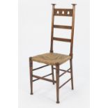 EARLY TWENTIETH CENTURY ARTS AND CRAFTS OAK SINGLE CHAIR, the top rail pierced with three heart