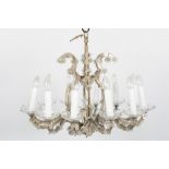 A TWENTIETH CENTURY VENETIAN STYLE GLASS TWELVE BRANCH CEILING ELECTROLIER, 23" (58.5cm) high,