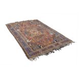 SEMI ANTIQUE SHIRAZ PERSIAN RUG, with octagonal centre medallion and the spandrels having black