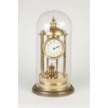 PROBABLY GERMAN LATE NINETEENTH CENTURY METAL TORZION MANTEL CLOCK, the movement with circular