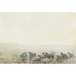 DAVID A. BAXTER (EARLY TWENTIETH CENTURY) PAIR OF WATERCOLOUR DRAWINGS Landscapes with sheep