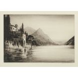 JOHNSTONE BAIRD TWO ETCHINGS 'Villa Bianchi' and 'Loch Achilty' Both signed in pencil 9 1/4" x 13