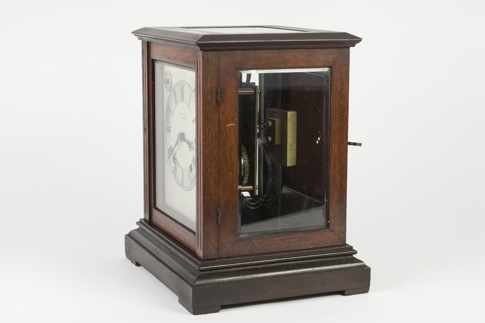 AN EDWARDIAN PLAIN MAHOGANY CASED MANTEL CLOCK, the Winterhalder and Hoffmeirer German movement - Image 2 of 2