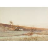 LEOPOLD RIVERS R.B.A. (1850-1905) WATERCOLOUR View in Dorset Signed The replaced gold mount