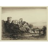 ALBANY E. HOWART A.R.E. PAIR OF ETCHINGS 'Barnard Castle' and 'Bamburgh Castle' Both signed in