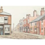 G.R. KENYON PEN AND INK AND WATERCOLOUR DRAWING 'Nine House Lane', Botlon Signed and titled lower