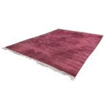 LARGE WASHED CHINESE WINE RED SELF COLOURED CARPET, embossed with flowers, 12' 6" x 9' 3"