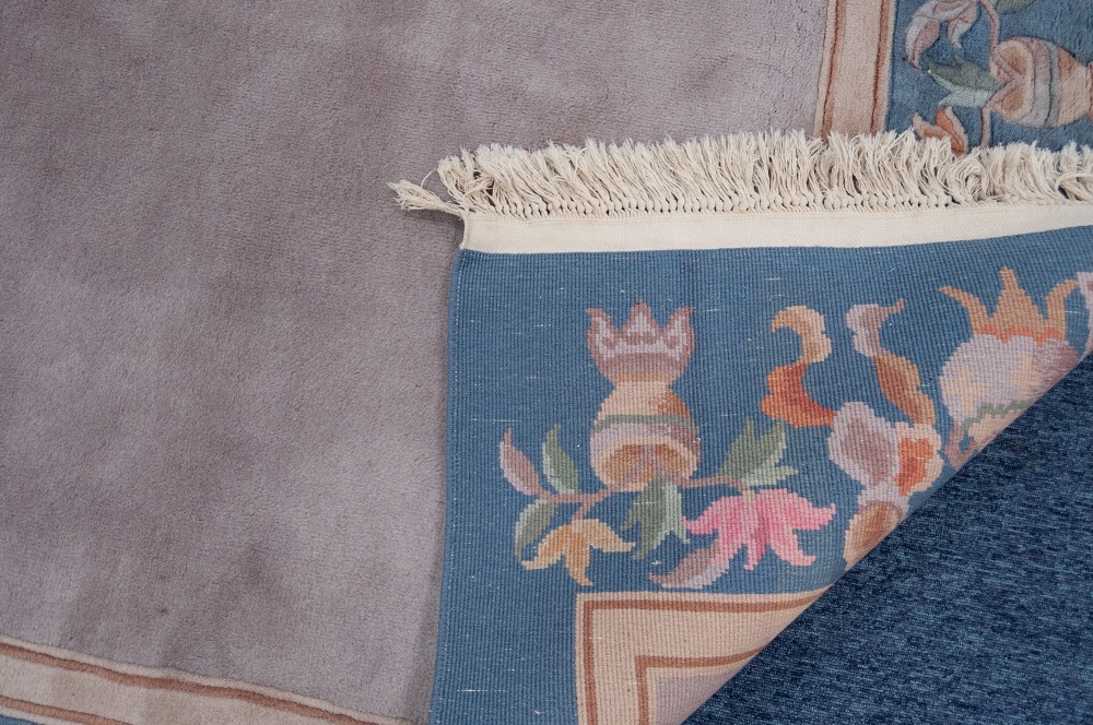WASHED CHINESE SMALL CARPET with plain mushroom field, the pale green border having plain narrow - Image 3 of 3