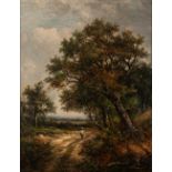 ATTRIBUTED TO JOSEPH THORS (act. 1863-1900) OIL PAINTING ON CANVAS Wooded landscape with a