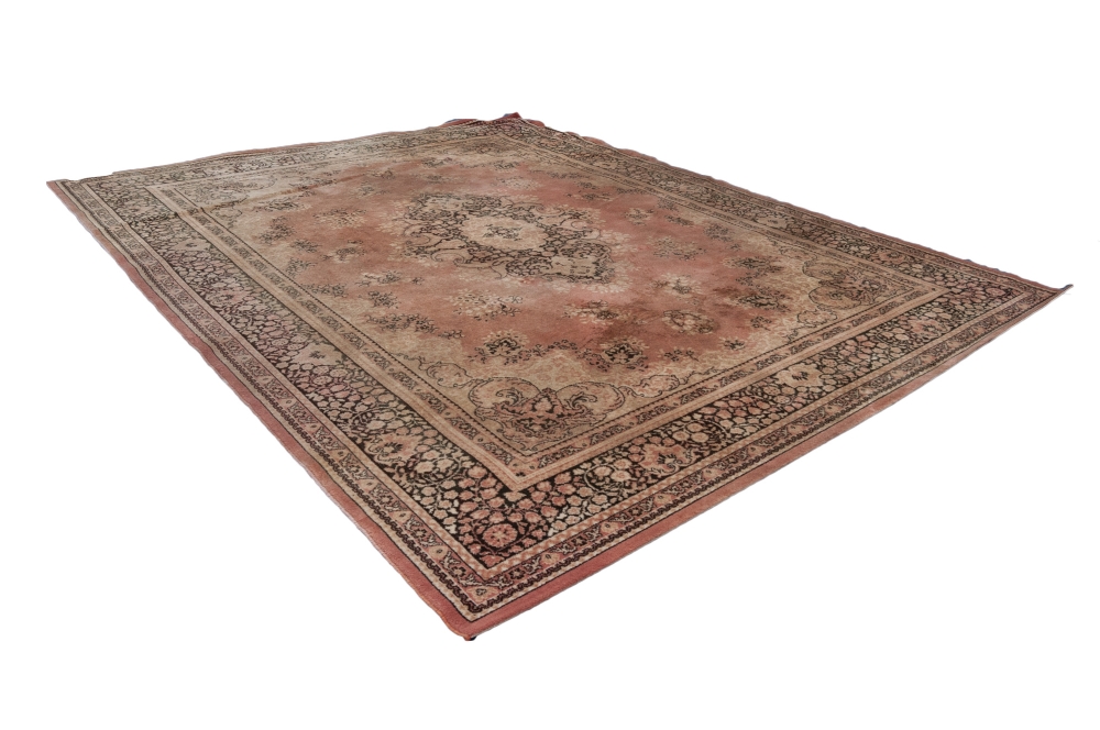 BELGIUM, 'KASHMIR' 100% PURE WORSTED WOOL BORDERD CARPET of Persian style with centre oval medallion