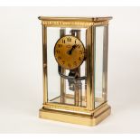 EARLY TWENTIETH CENTURY BULLE CLOCKETTE ELECTRIC FOUR GLASS BRASS MANTLE CLOCK, the 3 1/2" Arabic