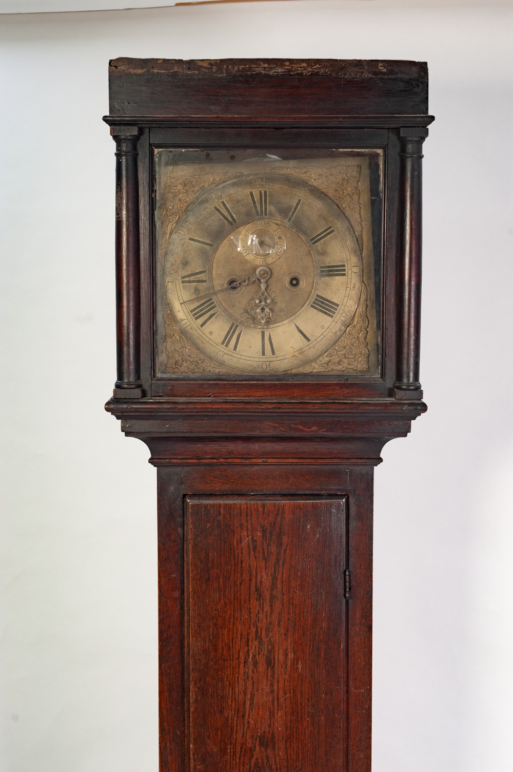 LATE EIGHTEENTH CENTURY OAK LONGCASE CLOCK SIGNED J. MANNINGS, ENFORD, the 12" brass dial with - Image 2 of 2