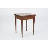 EARLY/ MID TWENTIETH CENTURY FRENCH MARQUETRY INLAID MAHOGANY ENVELOPE CARD TABLE, of typical