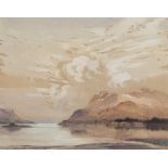 ERIC WALTER POWELL (1886 - 1933) WATERCOLOUR DRAWING ON OATMEAL PAPER An alpine lake Signed and