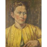 DONALD G. MIDGLEY (Twentieth Century) OIL PAINTING ON BOARD 'The Yellow Cardigan' Signed lower