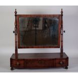 EARLY NINETEENTH CENTURY FIGURED MAHOGANY AND EBONY LINE INLAID TOILET MIRROR