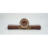 A 20TH CENTURY MAHOGANY NAPOLEON STYLE MANTLE CLOCK, having three train German movement, cream