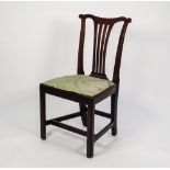 GEORGE III OAK SINGLE DINING CHAIR IN THE CHIPPENDALE STYLE, with vertically pierced splat and